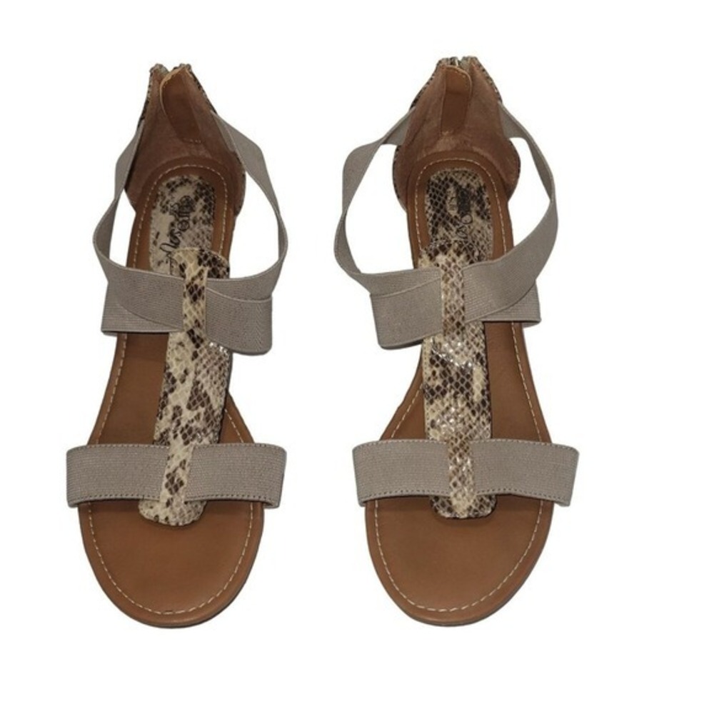 Eurosoft Womwn 9.5 Wedge Python Strappy Back Zip Sandal Casual Bohemian Summer‎
